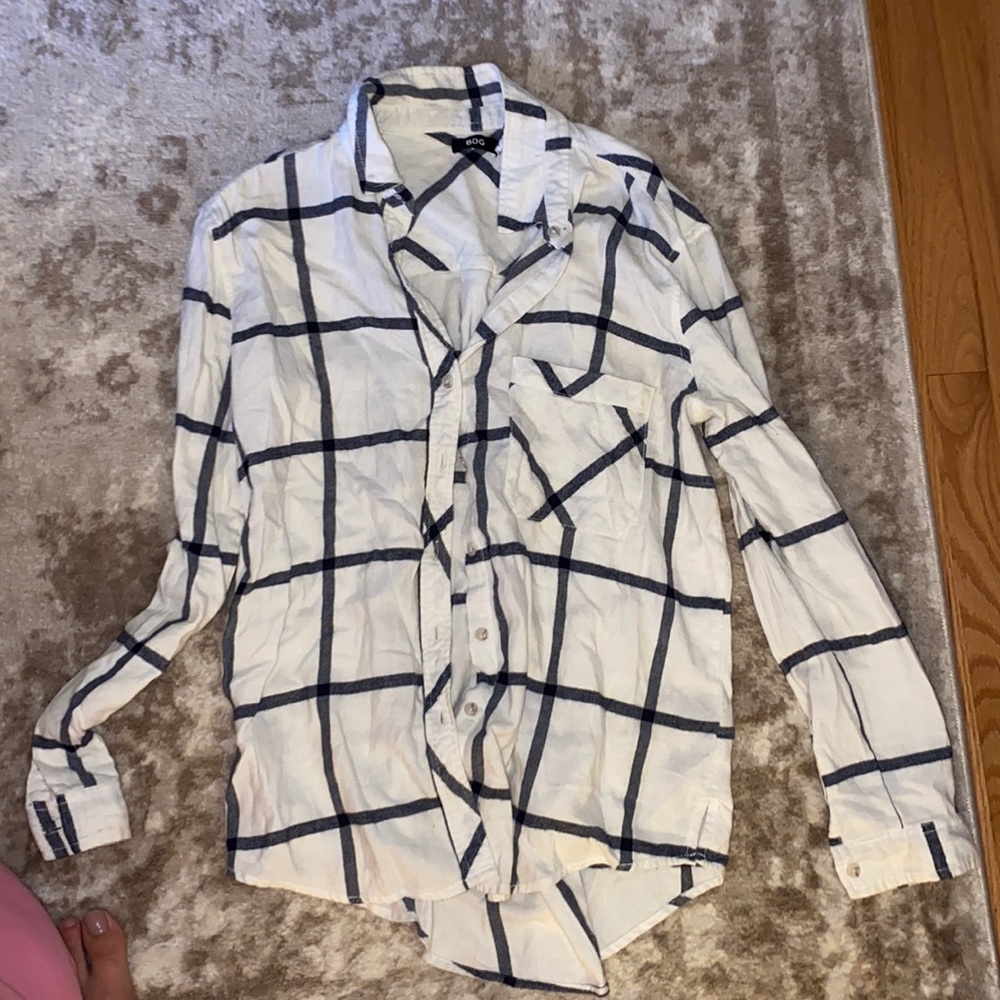 White and navy flannel